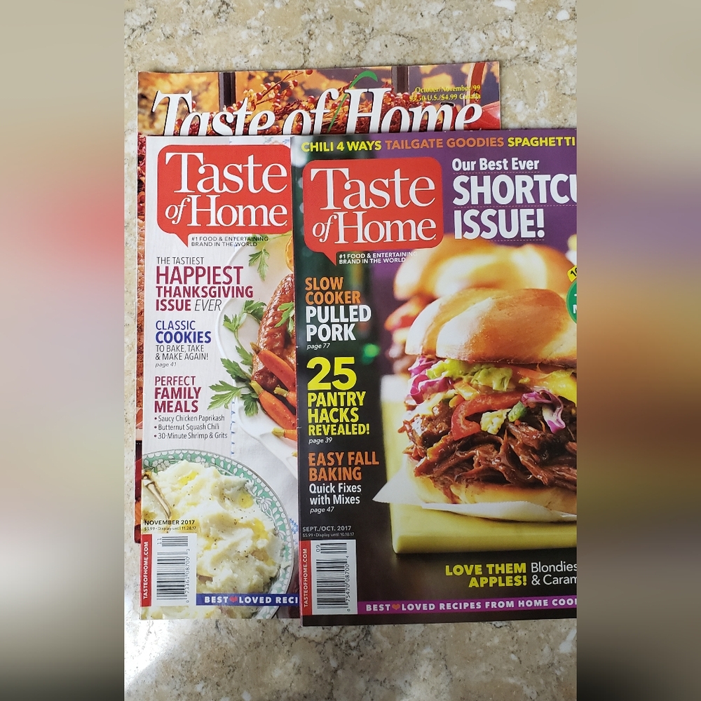 Lot of 3 Taste and Home Magazines 2017  (Sept-Nov) And 2019 (Oct-Nov.)